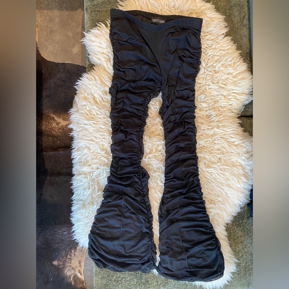 Current Mood Black Ruched mesh Leggings